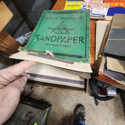 Large Lot Sandpaper w Storage Shelf