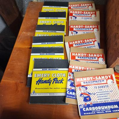 Large Lot Sandpaper w Storage Shelf