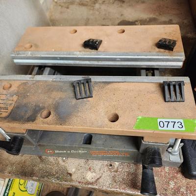 Lot of Black & Decker Tools Sharp n Sand, Drill Guide, Workmate, Bits ,Vise, Sander