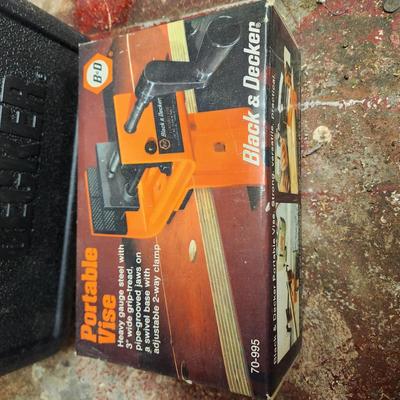 Lot of Black & Decker Tools Sharp n Sand, Drill Guide, Workmate, Bits ,Vise, Sander