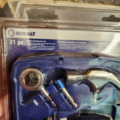 3 Piece Lot Cummins Spring Clamps, Stapler, Kobalt 21 Socket Hammer set
