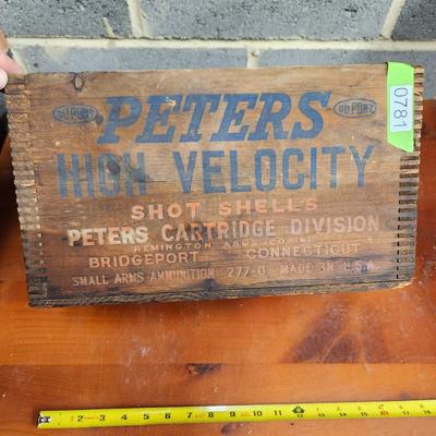 Peters 16ga High Velocity Shot Shells Wooden Ammo Box