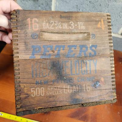 Peters 16ga High Velocity Shot Shells Wooden Ammo Box