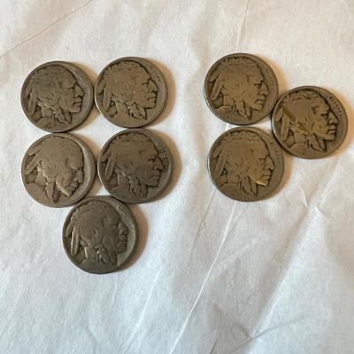 8 Antique Indian Head Buffalo Nickles