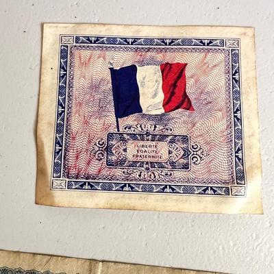 WWII Currency - 2 German Reichsbanknotes, 2 France Allied Military Money