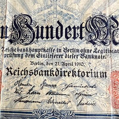 WWII Currency - 2 German Reichsbanknotes, 2 France Allied Military Money