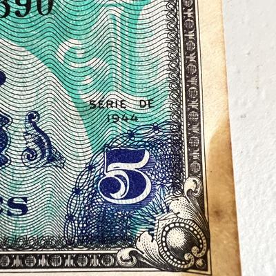WWII Currency - 2 German Reichsbanknotes, 2 France Allied Military Money