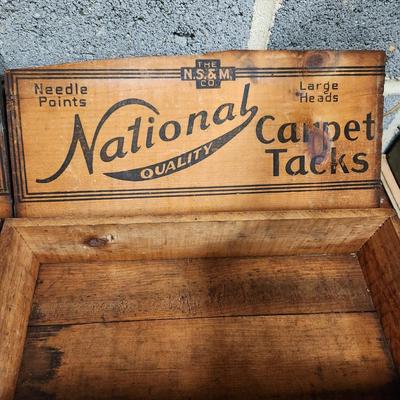 4 Vintage Wooden boxes National Carpet Tacks Remington Air Rifle shot