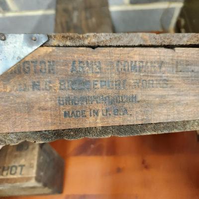 4 Vintage Wooden boxes National Carpet Tacks Remington Air Rifle shot