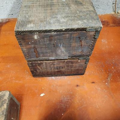 4 Vintage Wooden boxes National Carpet Tacks Remington Air Rifle shot