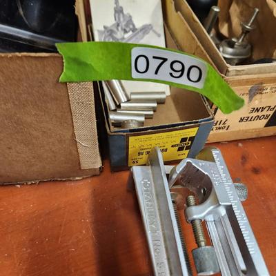 Lot of Vintage Stanley tools Mitre box, Doweling, Jig Router Plane, Small Vise