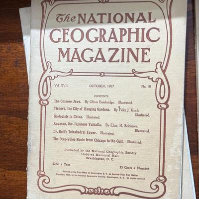14 Antique National Geographic Magazines c. 1906-1907