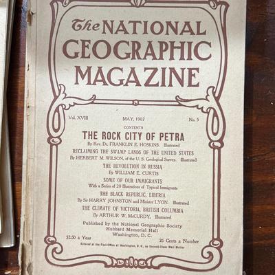 14 Antique National Geographic Magazines c. 1906-1907
