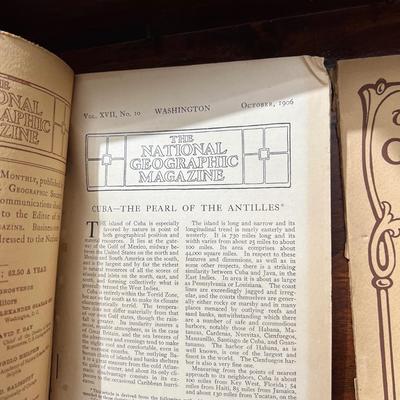 14 Antique National Geographic Magazines c. 1906-1907