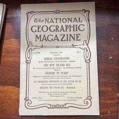 14 Antique National Geographic Magazines c. 1906-1907