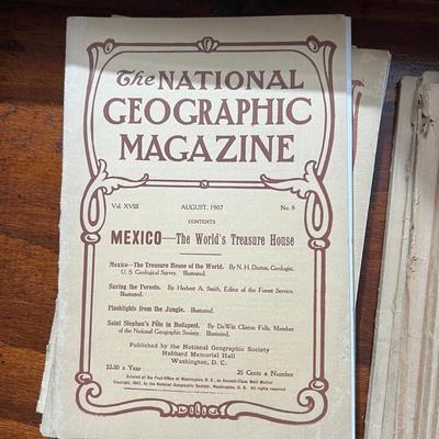 14 Antique National Geographic Magazines c. 1906-1907