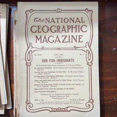 14 Antique National Geographic Magazines c. 1906-1907