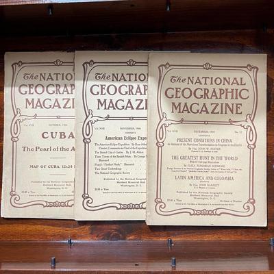 14 Antique National Geographic Magazines c. 1906-1907