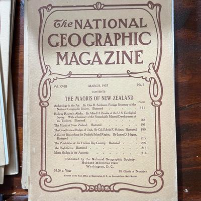 14 Antique National Geographic Magazines c. 1906-1907