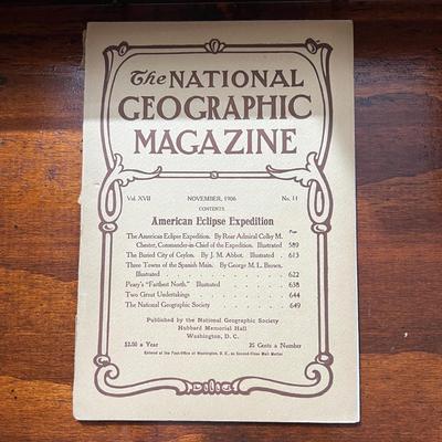 14 Antique National Geographic Magazines c. 1906-1907