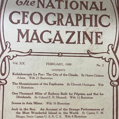 14 Antique National Geographic Magazines c. 1908-1909