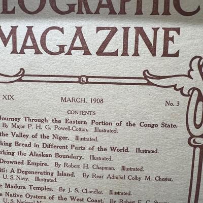 14 Antique National Geographic Magazines c. 1908-1909
