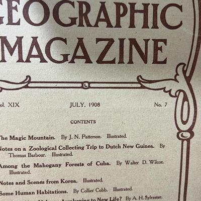 14 Antique National Geographic Magazines c. 1908-1909
