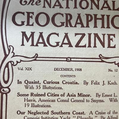 14 Antique National Geographic Magazines c. 1908-1909