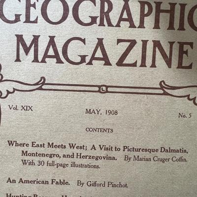 14 Antique National Geographic Magazines c. 1908-1909
