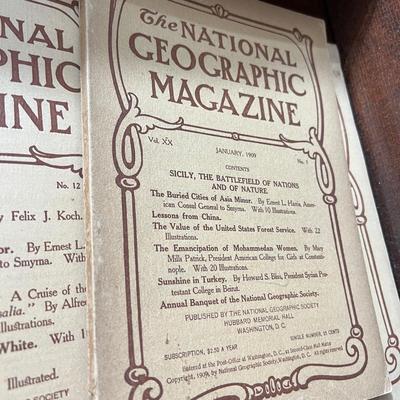 14 Antique National Geographic Magazines c. 1908-1909