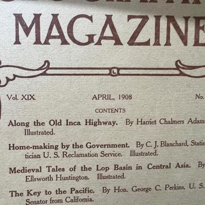 14 Antique National Geographic Magazines c. 1908-1909