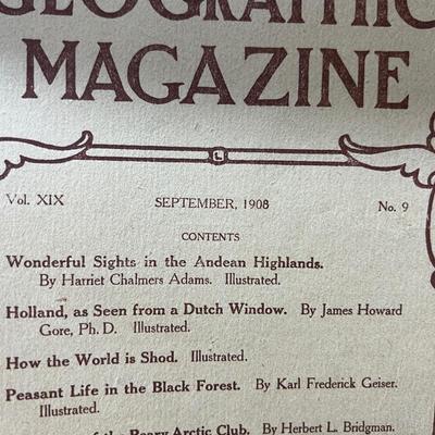 14 Antique National Geographic Magazines c. 1908-1909