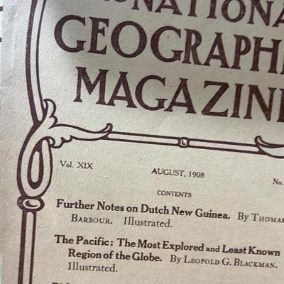 14 Antique National Geographic Magazines c. 1908-1909