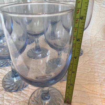Set of 9 blue stemmed glasses
