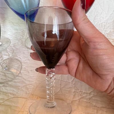 Multi color wine goblets