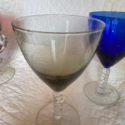 Multi color wine goblets