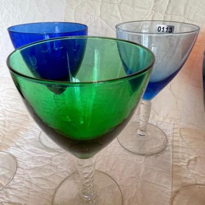 Multi color wine goblets