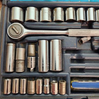 Tool Lot tin Snips Craftsman Hold Down, Sockets Sets, Weller Soldering Kit, Drill & driver bits