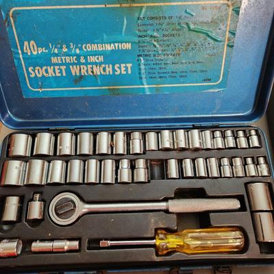 Tool Lot tin Snips Craftsman Hold Down, Sockets Sets, Weller Soldering Kit, Drill & driver bits