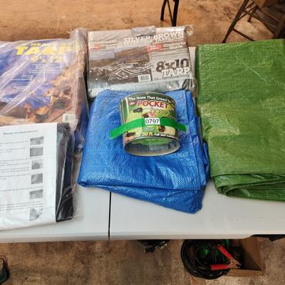 Lot of Tarps , Screen, New Pocket Hose