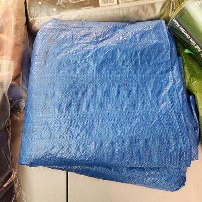 Lot of Tarps , Screen, New Pocket Hose