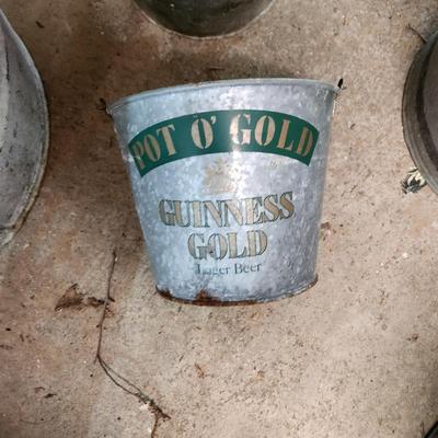 Lot of Various Sizes Galvanized Cans, Funnel