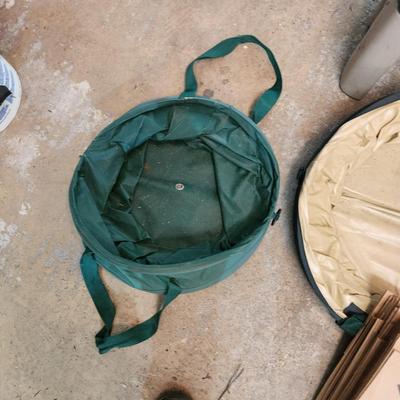 Lot of Garden Supplies , Work Stool, Lawn bags, Leaf Totes, Lawn Sprayer