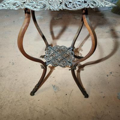 Vintage Ornate Table Metal & Marble 13x13x22