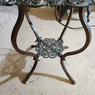 Vintage Ornate Table Metal & Marble 13x13x22