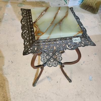 Vintage Ornate Table Metal & Marble 13x13x22