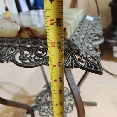 Vintage Ornate Table Metal & Marble 13x13x22