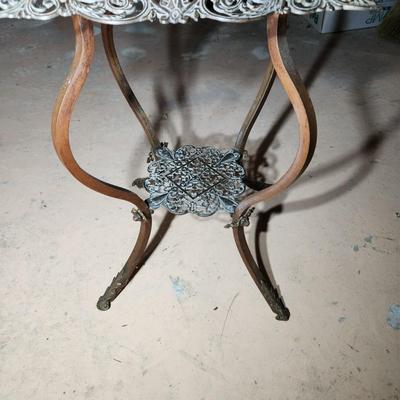Vintage Ornate Table Metal & Marble 13x13x22