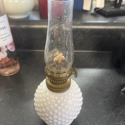 Milk glass oil lamp