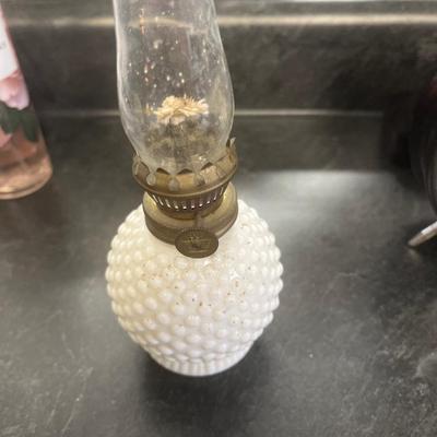Milk glass oil lamp